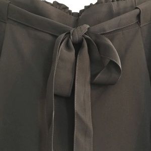 Black elastic waist wide leg pants w bow tie waist